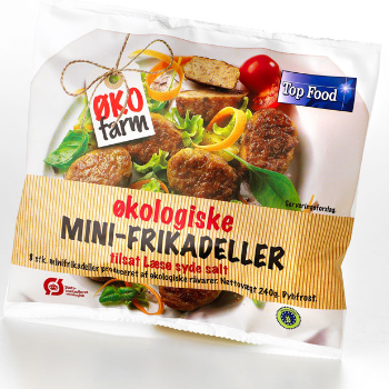 Emballagedesign ØkoFarm økologiske frikadeller – Top Food