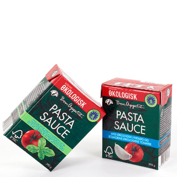 Emballagedesign til Bon Appetit Økologisk Pastasauce af Pack Design