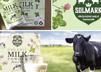 Emballagedesign til dansk økologisk laktosefri mælkepulver til Kina.